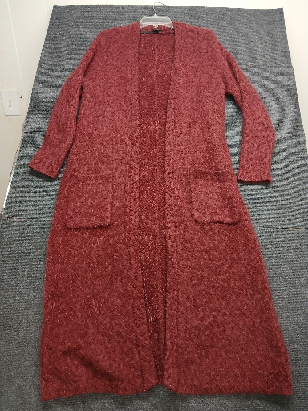 Torrid Long Open-Front Cardigan Sweater in Deep Wine Women's Sz 0
